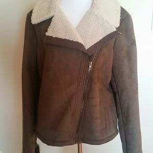 Liz Claiborne faux suede jacket with faux shearlin
